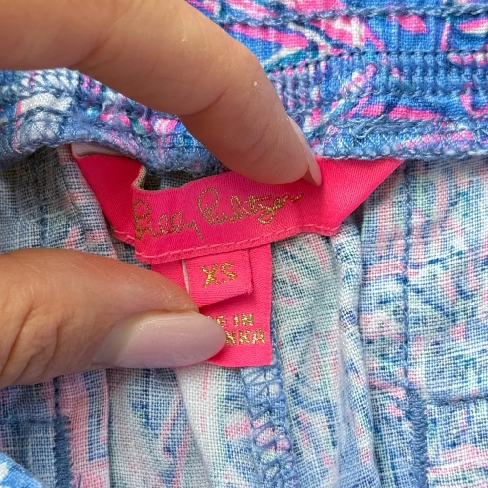 Lilly Pulitzer Deri Linen Palazzo Boca Blue Its A Sailabration XS - Picture 3 of 8